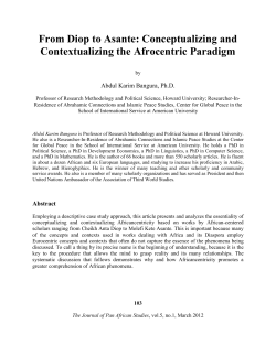 From Diop to Asante - Journal of Pan African Studies