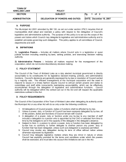 Delegation of Powers and Duties
