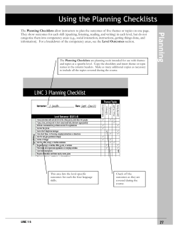 Planning Checklists