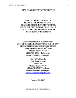 dfw bankruptcy conference recent developments