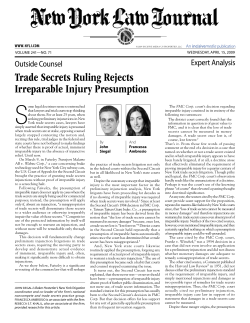 Trade Secrets Ruling Rejects Irreparable Injury Presumption