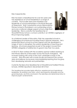 Rob Carpenter Bio Rob has been a Headteacher for over ten years