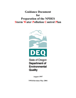 Guidance Document for Preparation for the NPDES Storm Water