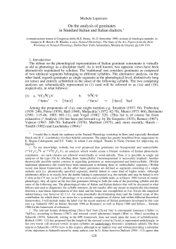 On the analysis of geminates in Standard Italian and Italian dialects.*