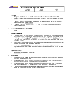 SOP: Activities that Require IRB Review