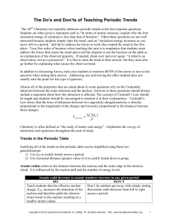 The Do`s and Don`t`s for Periodic Trends File