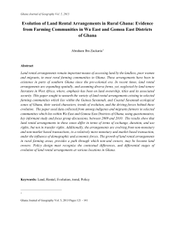 Evolution of Land Rental Arrangements in Rural Ghana
