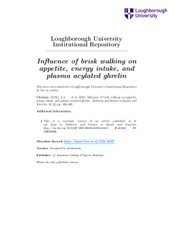 In uence of brisk walking on appetite, energy intake, and plasma