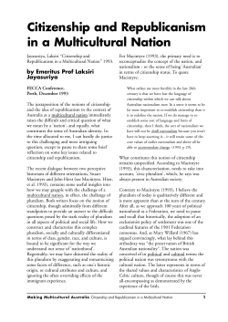 Citizenship and Republicanism in a Multicultural Nation