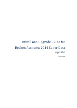 Install and Upgrade Guide for Reckon Accounts 2014