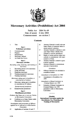 2004 No 69 Mercenary Activities (Prohibition) Act 2004