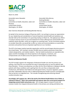 ACP Letter to the Senate HELP Committee on Mental Health and