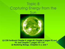 Topic 8 Capturing Energy from the Sun