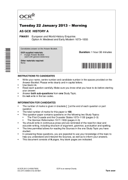 Unit F964/01 - European and world history enquiries - Option A