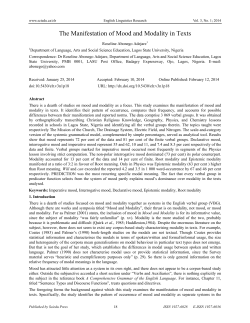 The Manifestation of Mood and Modality in Texts