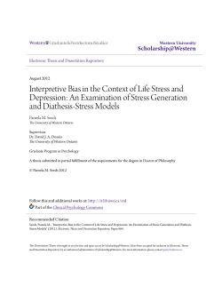 Interpretive Bias in the Context of Life Stress and Depression: An