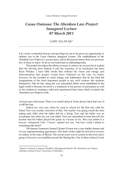 Casus Omissus: The Aberdeen Law Project Inaugural Lecture