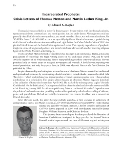 Incarcerated Prophets: Crisis Letters of Thomas Merton and Martin