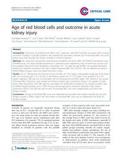 Age of red blood cells and outcome in acute kidney injury