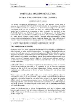 SUGGESTED FORMAT OF HUMANITARIAN COUNTRY/CRISIS