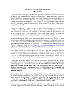 The Nature of Truth and Reality Part 1