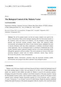 The Biological Control of the Malaria Vector