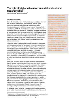 The role of higher education in social and cultural transformation