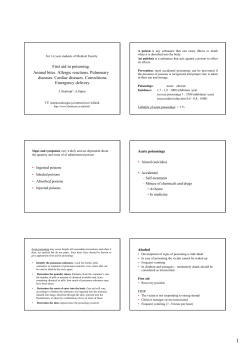 First aid in poisoning. Animal bites. Allergic reactions. Pulmonary
