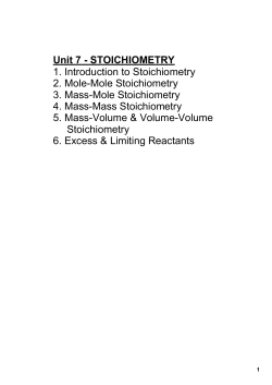 Unit 7 STOICHIOMETRY 1. Introduction to Stoichiometry 2