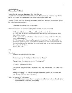 Ezekiel 20:10-13 The sanctity of Sabbath