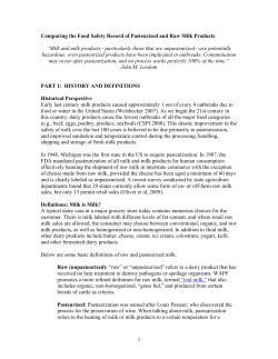 Comparing the Food Safety Record of Pasteurized and Raw Milk