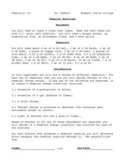 Chemical Reactions - Dr. Caddell`s Chemistry