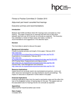20101021 FTP 13 - adjourned part heard cancelled hearings