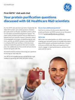 First &Auml;KTA club web chat - GE Healthcare Life Sciences