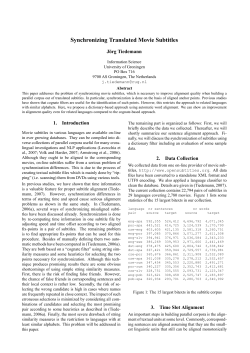 Synchronizing Translated Movie Subtitles