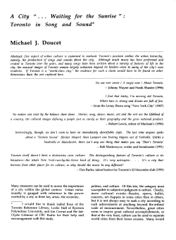 Toronto in Song and Sound* Michael J. Doucet