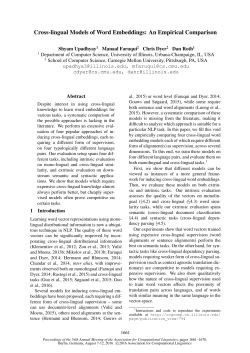 Cross-lingual Models of Word Embeddings