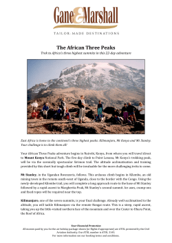 African Three Peaks Itinerary - Kilimanjaro, Stanley and Mt Kenya