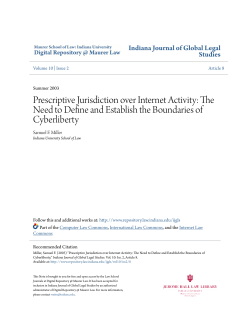 Prescriptive Jurisdiction over Internet Activity: The Need to Define