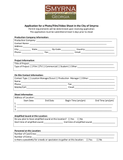 Application for a Photo/Film/Video Shoot in the City of Smyrna