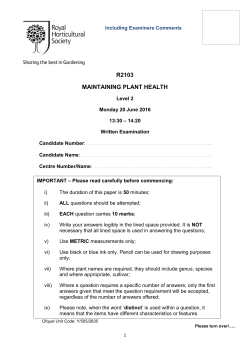 RHS Past Paper R2103 (including examiners comments)