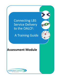 Assessment Module Connecting LBS Service Delivery to the OALCF