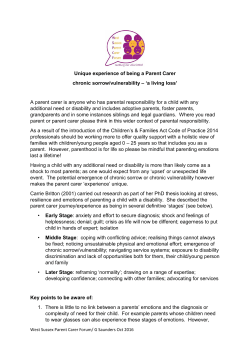 Unique experience of being a Parent Carer chronic sorrow