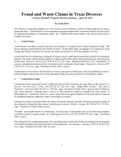 Fraud and Waste Claims in Texas Divorces