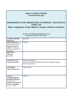HJEMMEOPGAVER, PROJEKTER, SYNOPSER U/ MUNDTLIGT