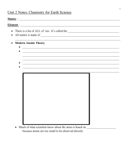 Unit 2 Notes: Chemistry for Earth Science