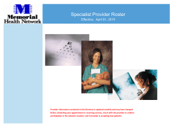Specialist Provider Roster
