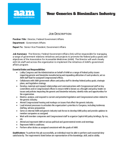 JOB DESCRIPTION - Association for Accessible Medicines