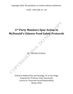 3rd Party Monitors Spur Action in McDonald`s Chinese Food Safety