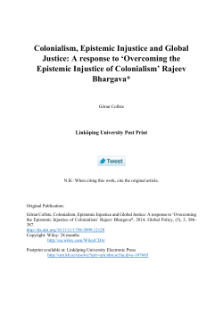 Colonialism, Epistemic Injustice and Global Justice : A response to